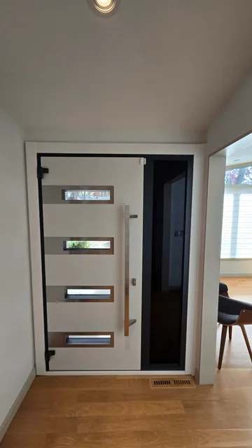 Four-panel glass entry door from inside